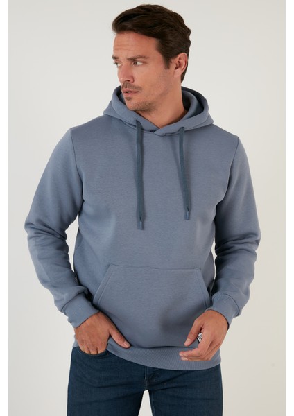 Slim Fit Kapüşonlu Kanguru Cepli İçi Tüylü Yumuşak Şardonlu Sweat Erkek SWEAT 5905281 fiyatları