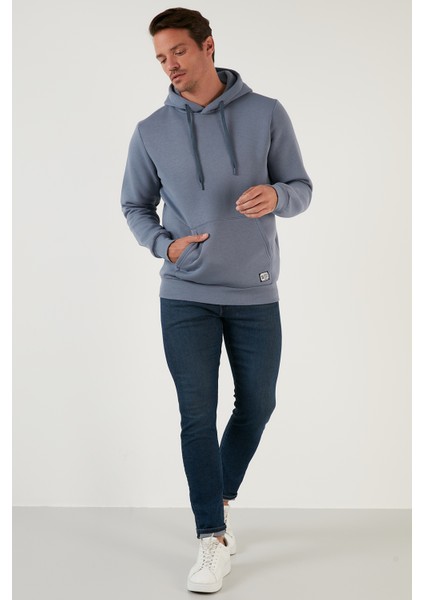 Slim Fit Kapüşonlu Kanguru Cepli İçi Tüylü Yumuşak Şardonlu Sweat Erkek SWEAT 5905281 fırsatları