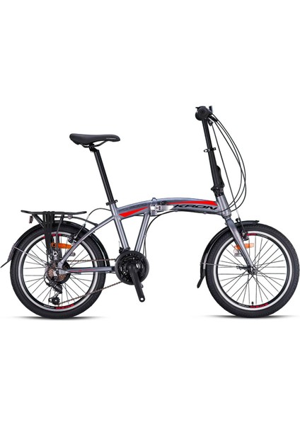 FD2000 - 20 Jant Katlanır Bisiklet V-Fren Gri-Kırmızı