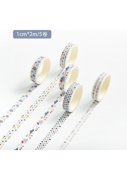 5 Rulo/set Temel Desen Yaratıcı Maskeleme Washi Bandı Seti - Çok Renkli (Yurt Dışından)