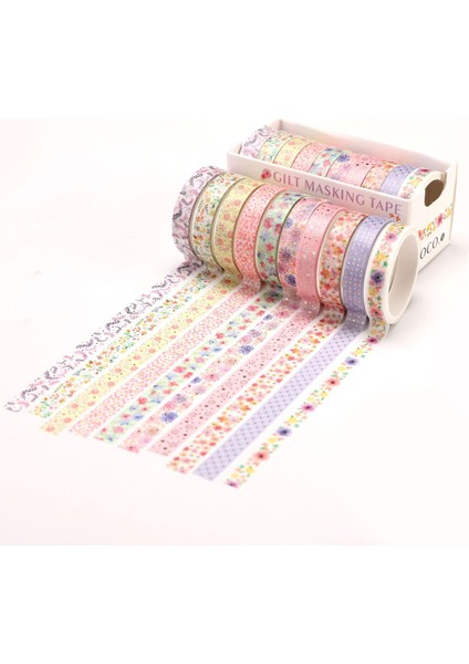 10 Rulo/set Folyo Ince Dekorasyon Maskeleme Yapışkan Washi Bant - Çok Renkli (Yurt Dışından)