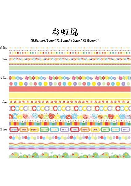 20 Adet Retro Sevimli Maskeleme Washi Bant Seti - Çok Renkli (Yurt Dışından)