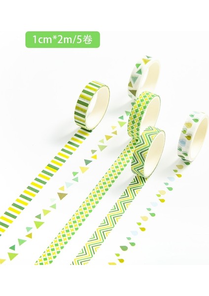 5 Rulo/set Temel Desen Yaratıcı Maskeleme Washi Bandı Seti - Çok Renkli (Yurt Dışından)