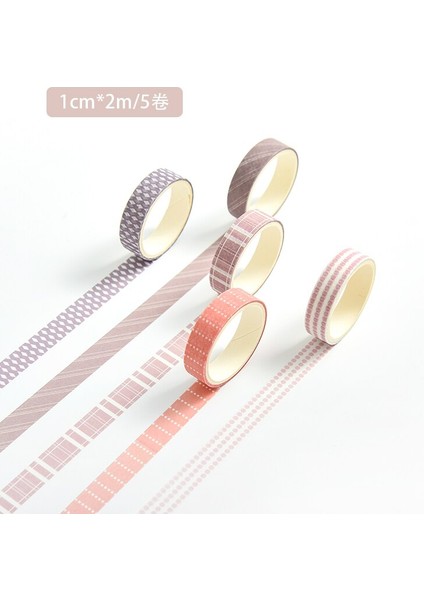 5 Rulo/set Temel Desen Yaratıcı Maskeleme Washi Bandı Seti - Çok Renkli (Yurt Dışından)