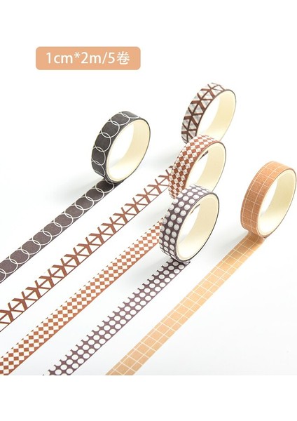 5 Rulo/set Temel Desen Yaratıcı Maskeleme Washi Bandı Seti - Çok Renkli (Yurt Dışından)