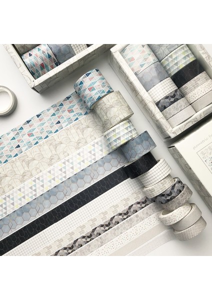 12 Adet/set Washi Dekoratif Yapışkan Maskeleme Bandı - Çok Renkli (Yurt Dışından)