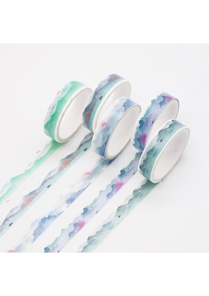 4 Adet/set Retro Geometri Washi Bant Seti - Çok Renkli (Yurt Dışından)