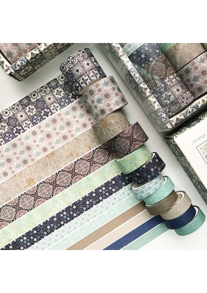 12 Adet/set Washi Dekoratif Yapışkan Maskeleme Bandı - Çok Renkli (Yurt Dışından)