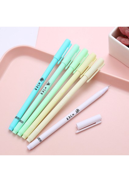 6 Adet/set 0.5mm Sevimli Retro Morandi Jel Kalem Seti - Yeşil (Yurt Dışından)