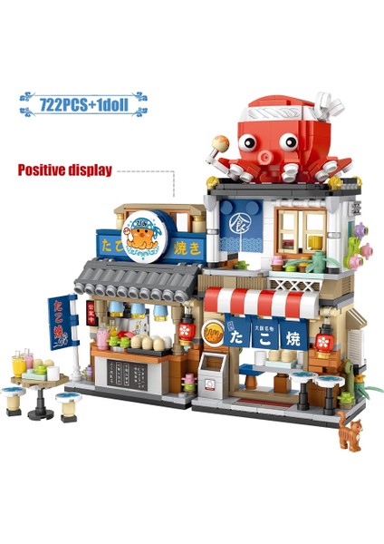 Şehir Mini Sokak Görünümü Japon Yemekleri Takoyaki Traş Buz Dükkanı Yapı Taşları Rakamlar Tuğla Oyuncaklar Çocuklar Için Hediyeler (Yurt Dışından) fiyatları