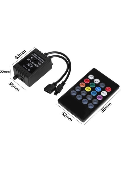 Müziğe /sese Duyarlı Rgb LED Kontrol Paneli + Kumanda – 20 Tuşlu