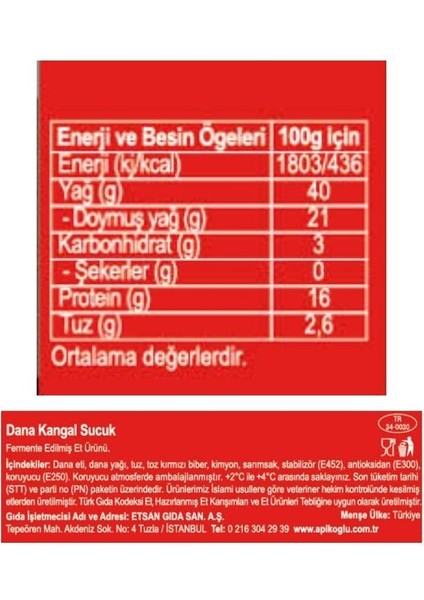 Apikoglu Dana Fermente Sucuk 280G 6lı