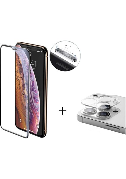 Apple iPhone 11 Pro Max Rika Serisi Anti-Dust Premium Temperli Cam Ekran Koruyucu + Kamera Lens Koruyucu