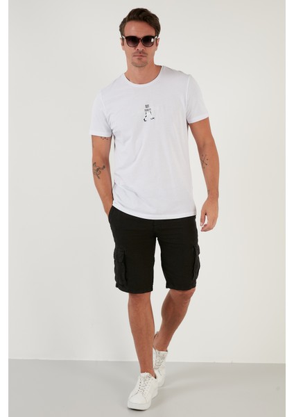 Belden Bağlamalı Cepli Regular Fit % 100 Keten Short Erkek Short 630JURIŞORT
