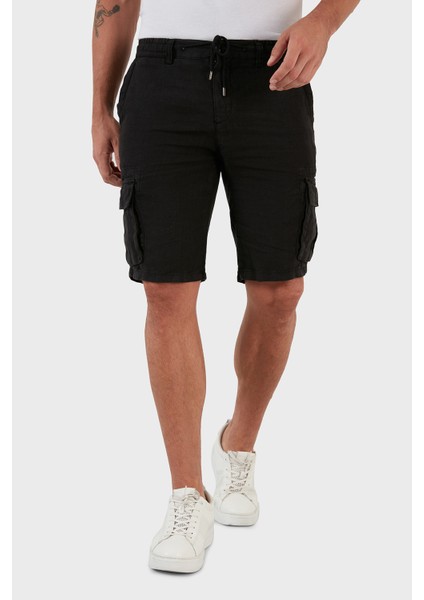 Belden Bağlamalı Cepli Regular Fit % 100 Keten Short Erkek Short 630JURIŞORT