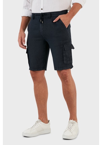 Belden Bağlamalı Cepli Regular Fit % 100 Keten Short Erkek Short 630JURIŞORT fiyatları