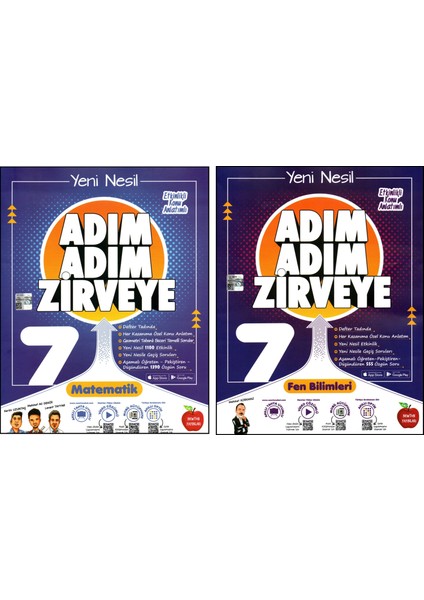 7. Sınıf Matematik+Fen Bilimleri Adım Adım Zirveye Soru Bankası 2 Kitap