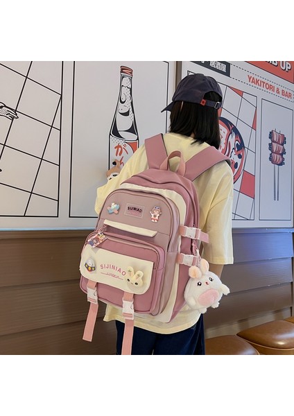 Büyük Kapasiteli Günlük Öğrenci Okul Çantası - Pembe (Yurt Dışından) fiyatları