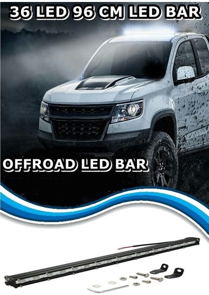 NKT GROUP 108W 36 LED Tek Sıra Offroad Yayıcı Gündüz Farı Lambası Projektör 96 cm