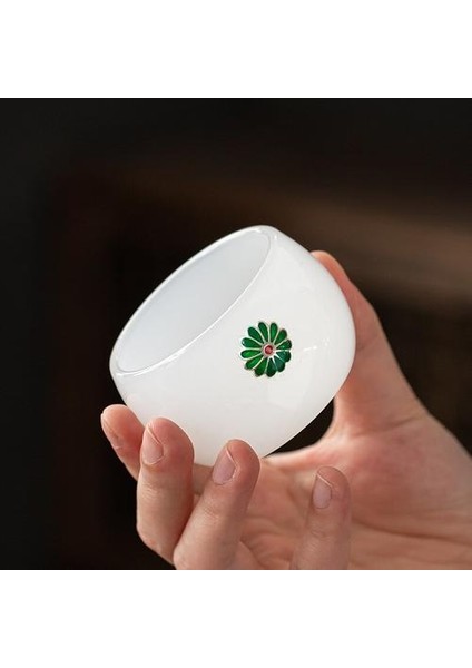 Beyaz Porselen Yeşim Çay Bardağı Büyük Çay Kupası Kalınlaşmış Cam Yeşim Tek Master Kupası Çay Kupası Kungfu Çay Seti Tek Kupası | Eski Moda Cam (Yeşil) (Yurt Dışından) fiyatları