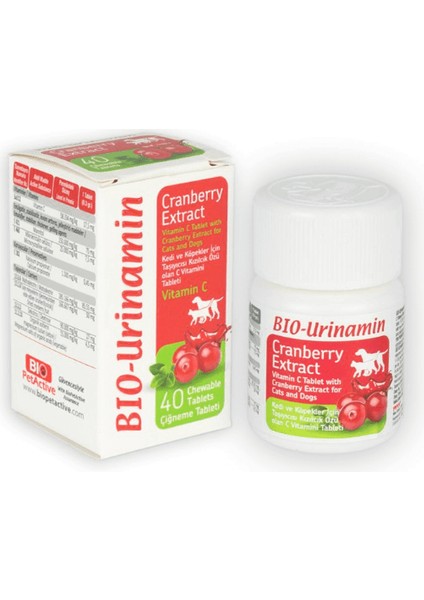 BioPetactive Urinamin C Vitamini Çiğneme Tableti 40 Tablet