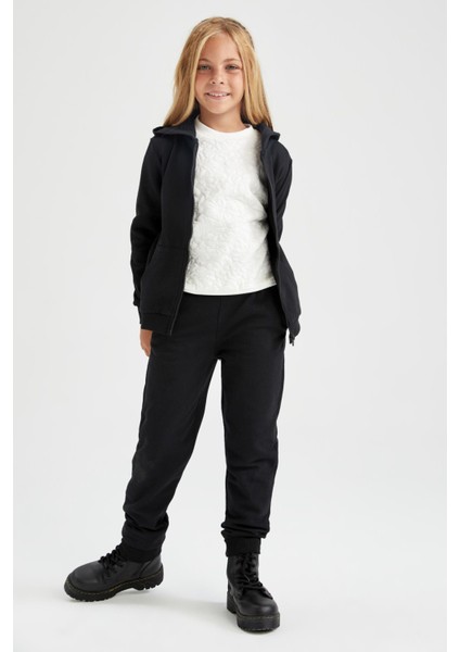 Kız Çocuk Siyah Jogger Standart Fit Okul Eşofman Altı Y1078A622AU
