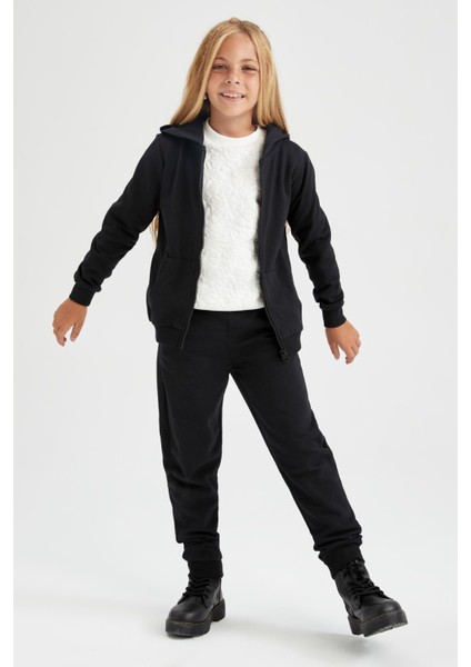 Kız Çocuk Siyah Jogger Standart Fit Okul Eşofman Altı Y1078A622AU