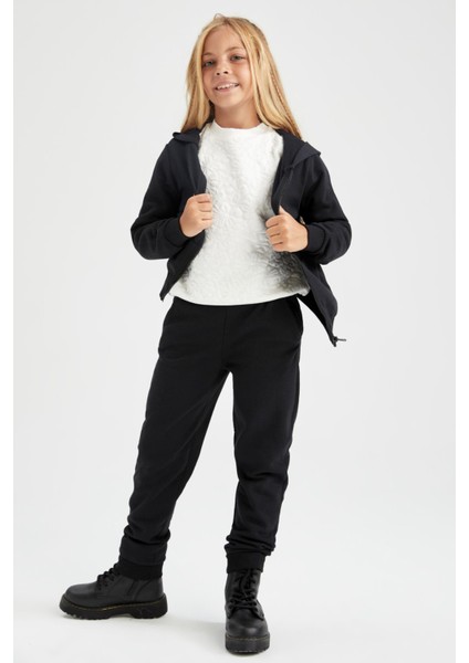 Kız Çocuk Siyah Jogger Standart Fit Okul Eşofman Altı Y1078A622AU