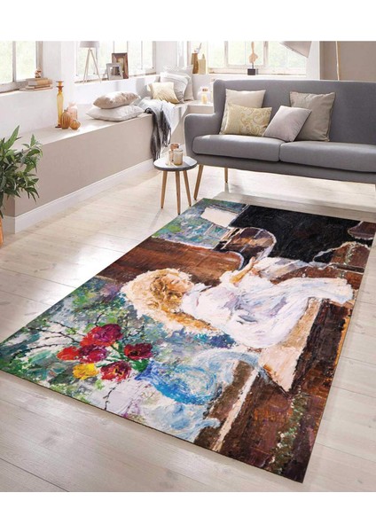 Renkli Halılar Yıkanabilir Dijital Baskı Modern Dekoratif Kaymaz Tabanlı Salon Halısı Mutfak Halısı Yolluk