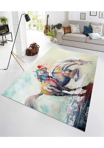 Renkli Halılar Yıkanabilir Dijital Baskı Modern Dekoratif Kaymaz Tabanlı Salon Halısı Mutfak Halısı Yolluk