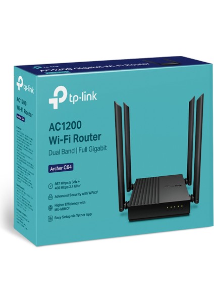 Tp-Link Archer C64 Dual Bant 4 Port Kablosuz Router AC1200