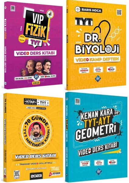 TYT Mert Hoca Matematik - Kenen Kara Geometri - Vip Fizik - Dr Biyoloji Defteri Seti 4 Kitap 2023