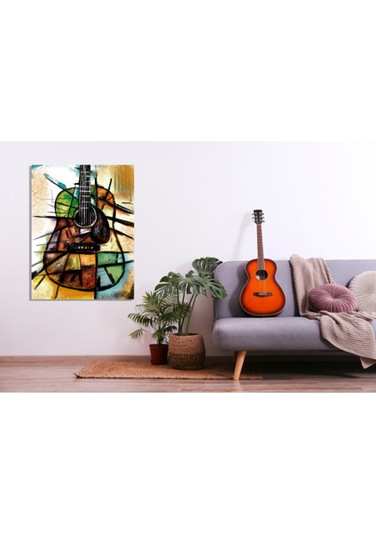 Soyut Gitar Kanvas Tablo