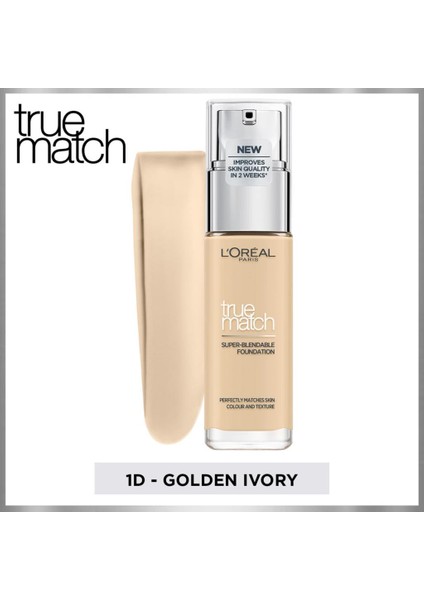 Loreal Paris True Match Bakım Yapan Fondöten 1D GOLDEN IVORY