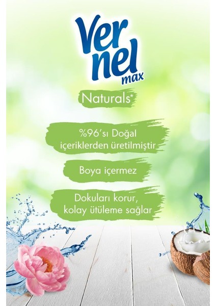 Max Taze Gül 1.44L & Vernel Max Taze Lavanta 1.44L & Vernel Max Naturals Mineraller ve Hindistan Cevizi 1.44L & Vernel Max Naturals Şakayık ve Beyaz Çay 1.44L