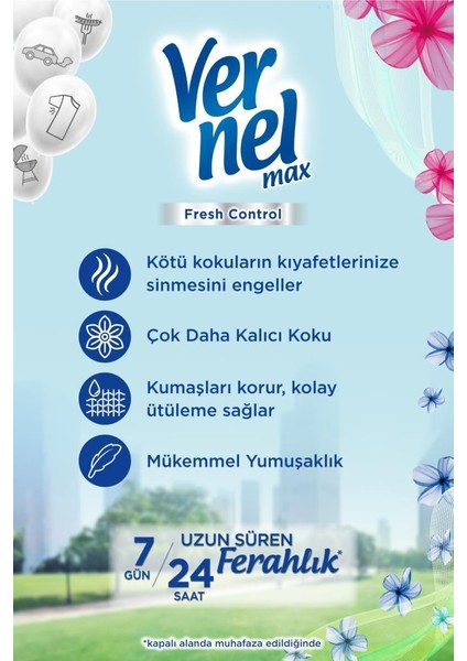 Max Konsantre Çamaşır Yumuşatıcısı 2x1440ml Şakayık+H.Cevizi+ 2x1320ml Çiçek Ferahlığı+Buz Serinliği