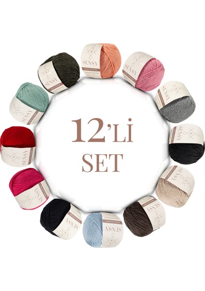 Premium 12 Adet 50GR Baby Cotton Amigurumi ve Punch Ipi 12'li Set4