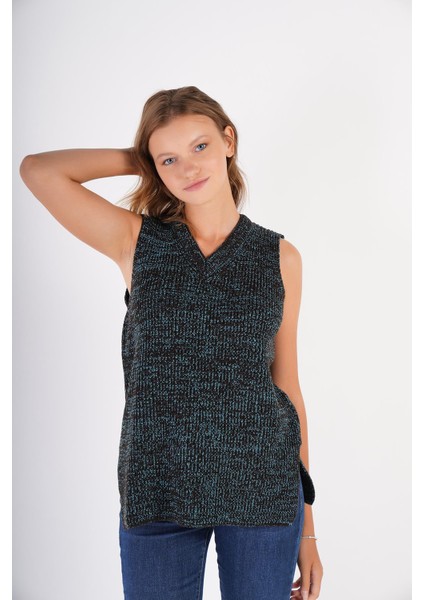 Selanik Örgü V Yaka Yün Süveter Bluz Örme Triko TRIST-6126 fiyatları