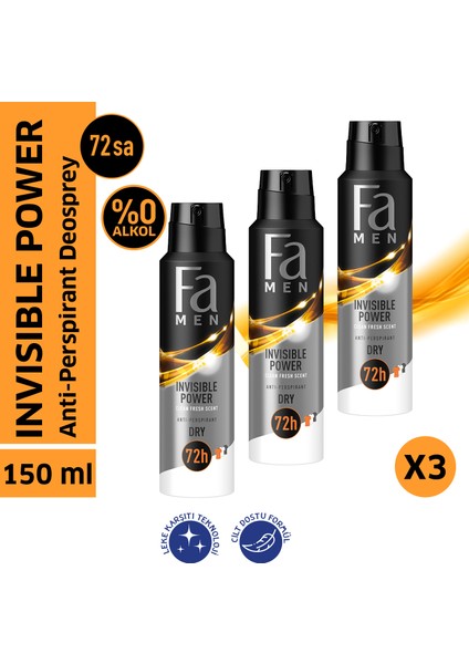 Men Invisible Power Deosprey X 3 Adet