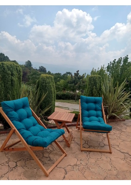 Arıa Şezlong Seti Bahçe&balkon&teras&plaj Katlanır Ikili Set - 2 Şezlong 1 Masa