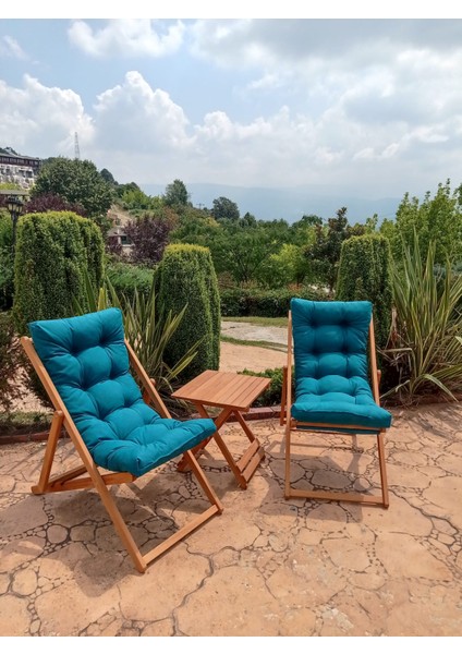 Arıa Şezlong Seti Bahçe&balkon&teras&plaj Katlanır Ikili Set - 2 Şezlong 1 Masa