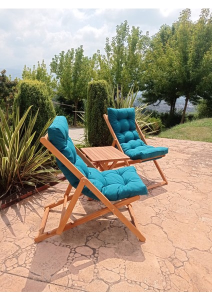 Arıa Şezlong Seti Bahçe&balkon&teras&plaj Katlanır Ikili Set - 2 Şezlong 1 Masa