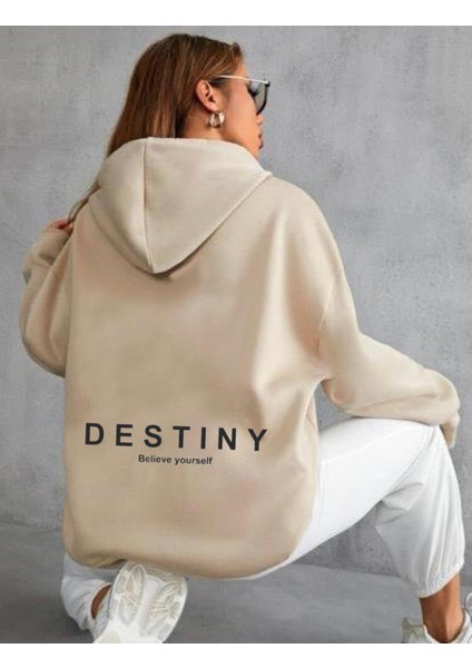 Afro Giyim Kadın Destiny Baskılı Oversize Kapşonlu Hoodie