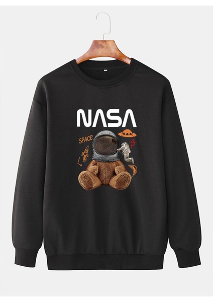 Siyah Unisex Sweatshirt Nasa Baskılı