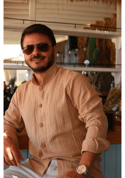 Müslin Erkek Gömlek Bej fiyatları