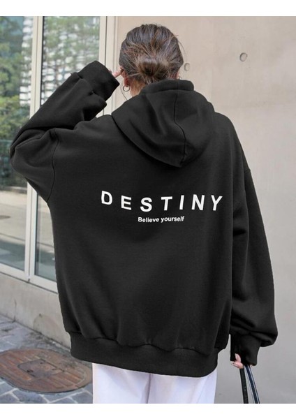 Afro Giyim Kadın Destiny Baskılı Oversize Kapşonlu Hoodie