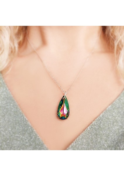 Kadın 925 Ayar Gümüş Mistik Swarovski Taşlı Kolye
