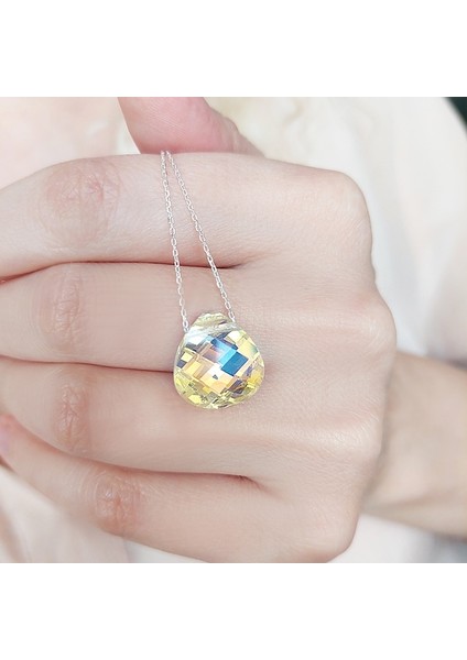 925 Ayar Gümüş Damla Swarovski Taşlı Kolye