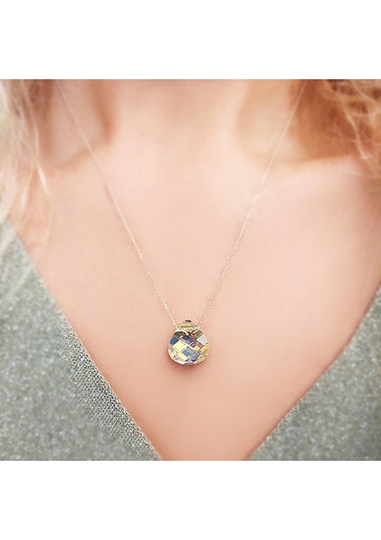 925 Ayar Gümüş Damla Swarovski Taşlı Kolye