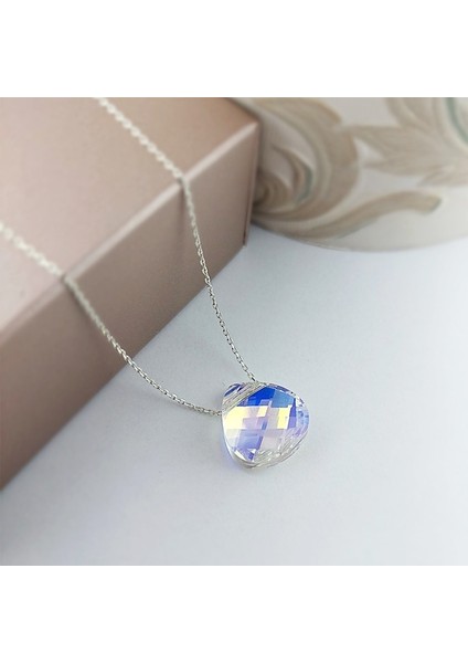 925 Ayar Gümüş Damla Swarovski Taşlı Kolye